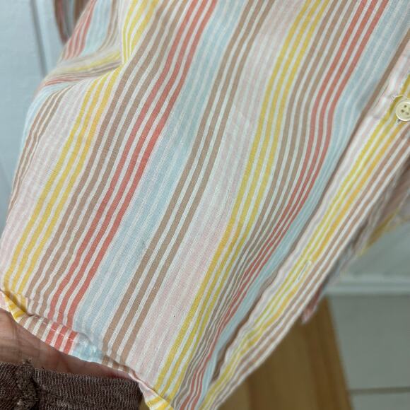 Gap Women Boyfriend Fit Shirt Long Sleeve Striped Cotton Preppy Casual Size XL - Picture 3 of 8